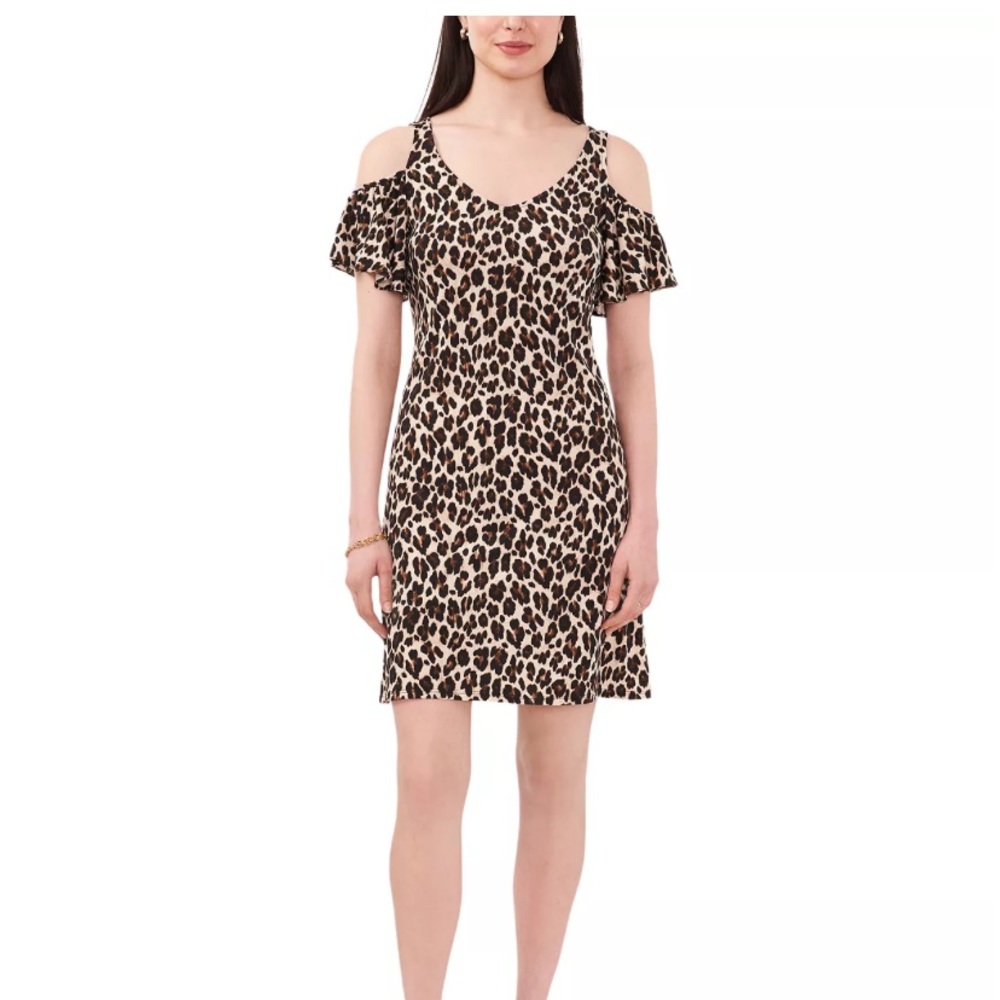 MSK Women's Animal-Print Cold-Shoulder Dress